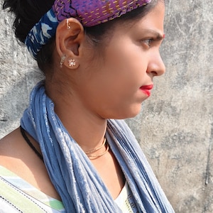 Bandeau torsadé en soie kantha recyclée, serre-tête extensible en tencel image 1