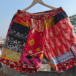Handmade Reversible Kantha Shorts, Upcycled Patchwork, Boho Hippie Style ,Plus size upto 4xl
