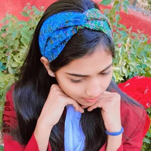 Bandeau torsadé en soie kantha recyclée, serre-tête extensible en tencel image 2