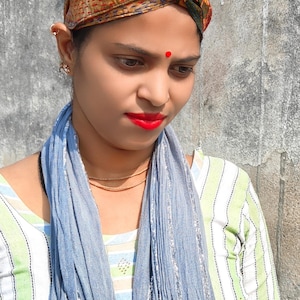 Bandeau torsadé en soie kantha recyclée, serre-tête extensible en tencel image 5