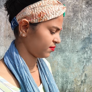Bandeau torsadé en soie kantha recyclée, serre-tête extensible en tencel image 9