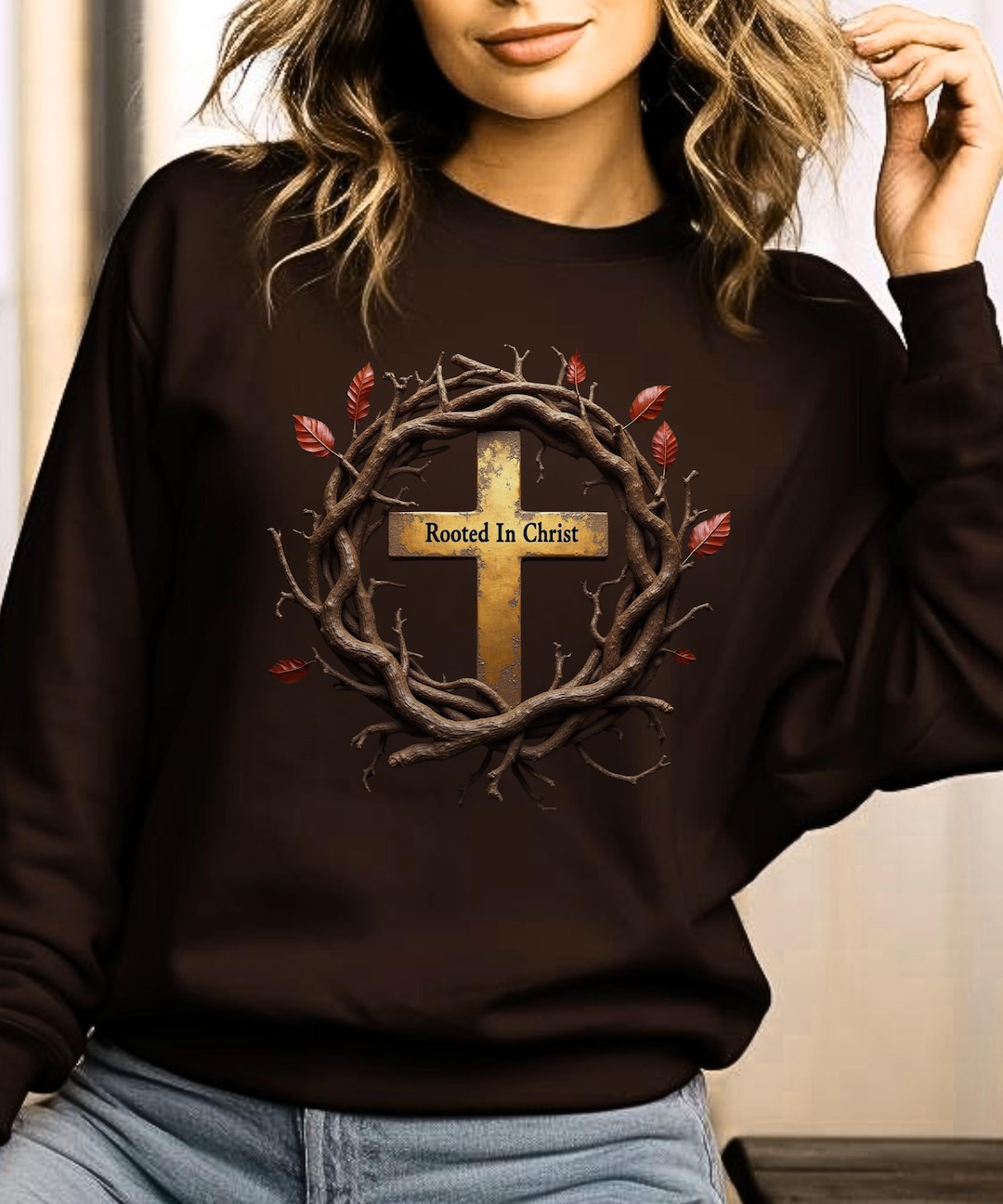Women's Rooted in Christ Sweatshirt, Faith Sweater, Godly Clothing ...