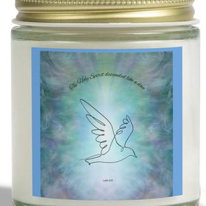 Candle Catholic The Holy Spirit Descended Like A Dove Candle, Faith Inspired Candle Decor, Gift for Worship and Reflection prayer room