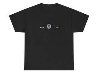 Göttliche Männer Gitarren-Shirt, Anbetung Musik Dienst, Jesus inspirierte Musik T-Shirt, Musiker, Pick Justus Plektrum T-Shirt, schweres Baumwolle T-Shirt