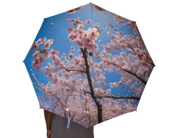 Parasol Hanami Umbrella, Sakura Umbrella, Spring Floral Umbrella, Japanese Cherry Blossoms in bloom, Sun and Rain ,UV Protection Parasol
