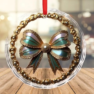 Kokette Muttertagsgeschenk, eleganter Kristall-Geburtstagsgeschenkanhänger, Geschenk Andenken für sie, Pastell & Gold Kokette Schleife Geschenkverpackung Ornament