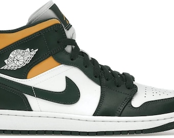 New Nike Air Jordan 1 Retro Mid Sonics Sneakers Size 9 Green White Yellow