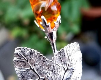 BROCHE DE PLATA CON AMBAR nuevo a estrenar