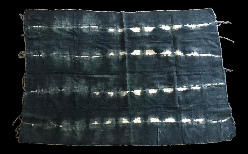 Dark blue African mud cloth fabric textile or throw blanket