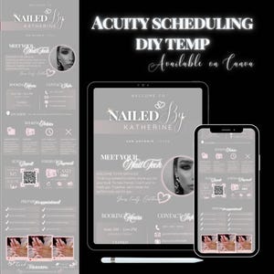 Acuity Scheduling Template Nail Tech | Acuity Website | Acuity Schedule  | Acuity Scheduling | Canva Booking Template  | Pink Black Acuity