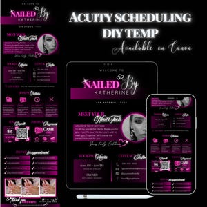 Acuity Scheduling Template Nail Tech | Acuity Website | Acuity Schedule  | Acuity Scheduling | Canva Booking Template  | Pink Black Acuity