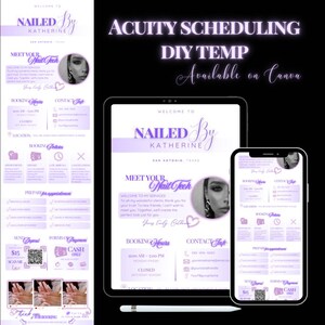 Acuity Scheduling Template Nail Tech | Acuity Website | Acuity Schedule  | Acuity Scheduling | Canva Booking Template  | Pink Black Acuity