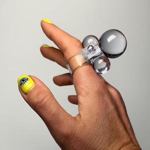 Oversized, Transparent, Statement - The Bubble Overload Ring. Chunky, Futuristic, Alternative and Spherical jewellery for a bold look.