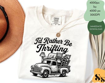 I'd Rather Be Thrifting PNG: Antique Flea Market Sublimation Design (Digital Download)