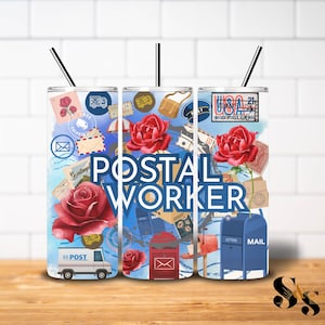 Tumbler, timbre floral, roses bleues postales, 20 oz, TÉLÉCHARGEMENT NUMÉRIQUE ***