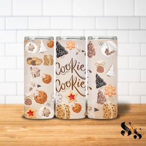Cookie Tumbler Wrap PNG 20oz Skinny Seamless Tumbler Sublimation Design Digital Download Straight Tumbler PNG