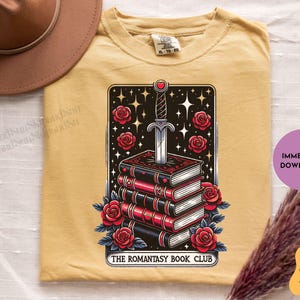 Romantasy Book club png, Tarot Card Books png, bookish png, fantasy book tarot, reading png, romance book png, Book Lover Sublimation Design