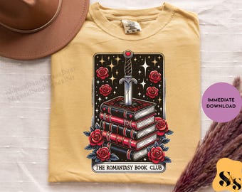 Romantasy Book club png, Tarot Card Books png, bookish png, fantasy book tarot, reading png, romance book png, Book Lover Sublimation Design
