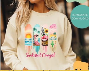Sunkissed Cowgirl PNG, Summer Png, Western summer png, Cowgirl png, Retro Summer Png, Trendy Shirt Png, Summer Sublimation, Digital Download
