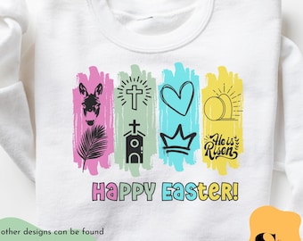 He is Risen Easter PNG: Brushstroke Christian Sublimation Design (Digital Download)