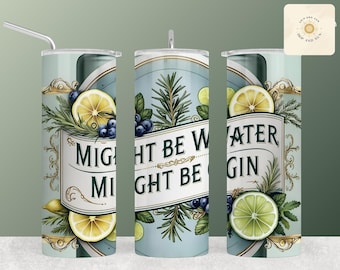 Gin Tumbler Wrap Design: Vintage Botanical Label (Digital Download)