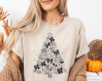 Monochromatic Merry Christmas Png, Coquette Christmas Sublimation, Preppy Xmas Png, Christmas 2025 Png, Christmas Tree png