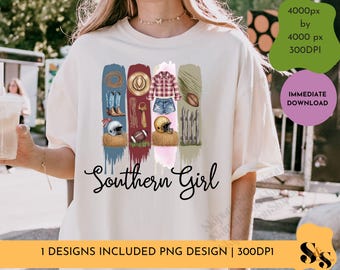 Südliches Gal Shirt PNG | Südliche Mädchen Sublimationsdesign |DIY T-Shirt & Tasse zum Ausdrucken | Südlicher Stolz Digital Download, Pinselstrich-Design