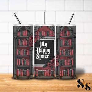 BookTok Tumbler Wrap: Gothic Bookshelf, Dark Academia (Digital Download)