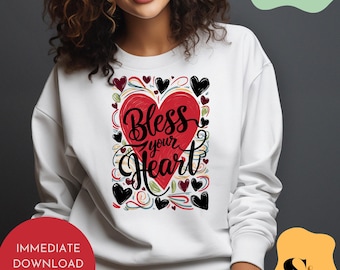 Bless Your Heart PNG: Southern Charm Sublimation Design (Digital Download)