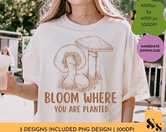 Mushroom Lover PNG: Boho Floral Design for Sublimation Printing (Digital Download)