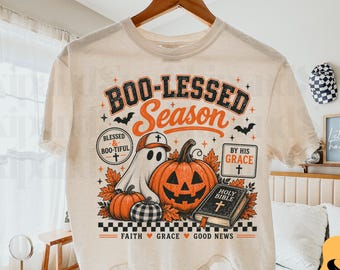 PNG sin fantasmas, diseño cristiano de Halloween con cruz y corazón para sublimación, PNG para camiseta de otoño con temática religiosa, descarga digital de fantasma bendito