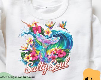 Salty Soul Mermaid PNG: Summer Shirt Design (Digital Download)
