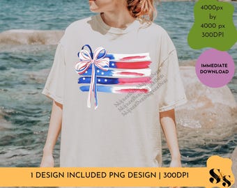 Drapeau américain en forme de pinceau PNG : noeud preppy (téléchargement numérique)