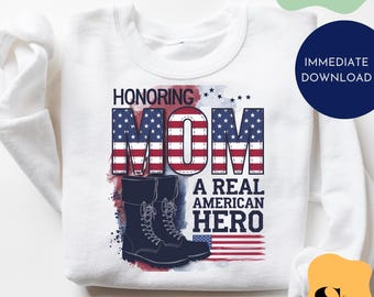 American Hero Mom Sublimation Design: Patriotic PNG (Digital Download)