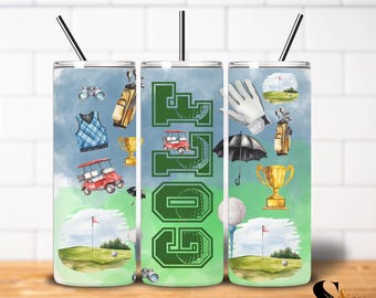 Golf Tumbler Wrap PNG - 20oz Skinny Tumbler Sublimation Design | Golf Lover Digital Download