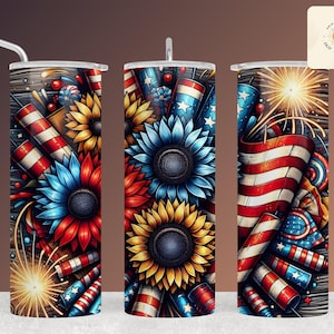 4th Of July American Flag 20 oz Skinny Tumbler Sublimation Design, 4th Of July PNG, Patriotic Tumbler PNG, America Tumbler Wrap