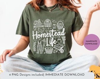 Imagen PNG de Homestead Life, diseño de sublimación de granja, imagen PNG de gallinero, diseño de camiseta de estilo campestre, descarga de imágenes prediseñadas SVG de granja rústica