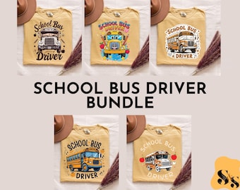 School Bus Driver PNG Bundle, Bus Driver Sublimation Design, Transportation Shirt PNG, Retro School Bus Driver Clipart, Instant Download PNG