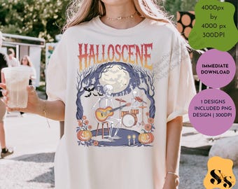 Halloween Band PNG: Funny Horror Characters Shirt Design (Digital Download, 300 DPI)
