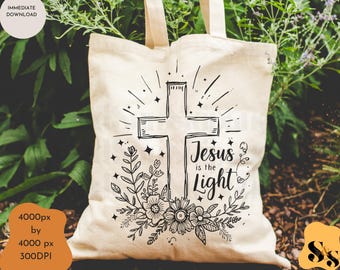 Jesus is the Light Png, Floral Christian Shirt Sublimation Design, Motivational Quotes Png, Bible Verse Faith Digital Download