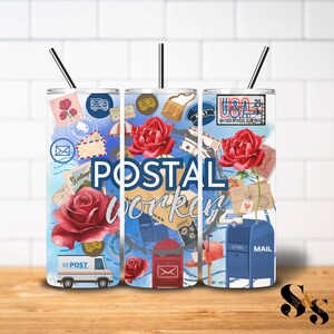 Design numérique thème postal bleu et blanc PNG - colis postaux, timbres, roses, gobelet art TÉLÉCHARGEMENT NUMÉRIQUE **