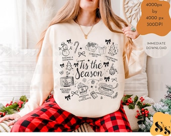 Tis The Season Png, Designs PNG Holiday Designs Retro Christmas Sublimation Design: Festive Holiday PNG (Digital Download)