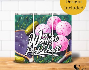 Real Women Pickleball Tumbler Wrap: Paddle & Ball Design (Digital File)