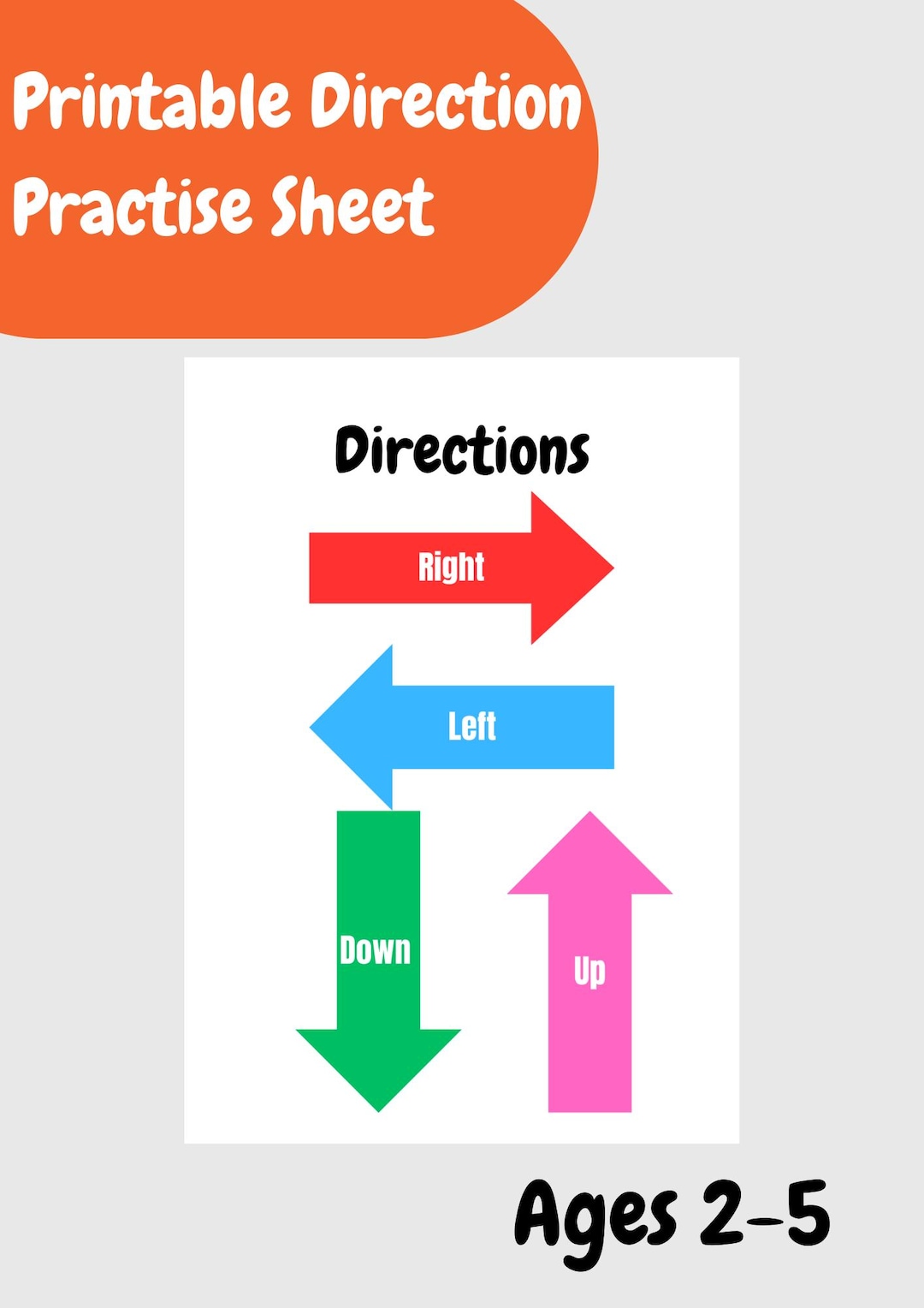 Directions Chart for Toddlers – A4 Printable Visual Poster for Kids ...