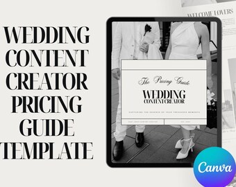 Guida ai prezzi per i creatori di contenuti per matrimoni: elegante modello editoriale Canva (PDF)