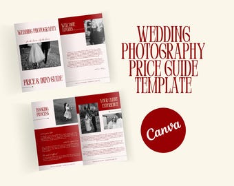 Wedding Photography Pricing Guide Template: Romantic Red Canva Design (PDF Download A4 Size)