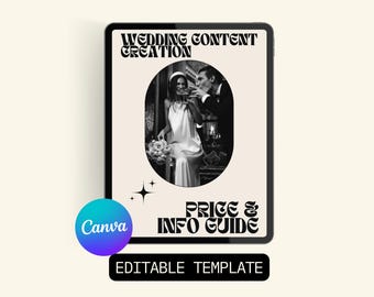 Wedding Content Creator Pricing Guide, Editable Canva PDF Template, Modern Retro Design