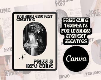 Modello di guida ai prezzi per creatori di contenuti per matrimoni: design moderno ed elegante (Canva PDF)