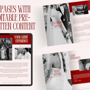 Wedding Content Creator Pricing Guide Template: Romantic Red Canva Design (PDF Download A4 Size) image 3