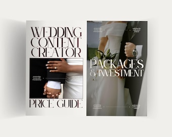 Guida ai prezzi per i creatori di contenuti per matrimoni - Modello Canva modificabile - Editoriale di lusso